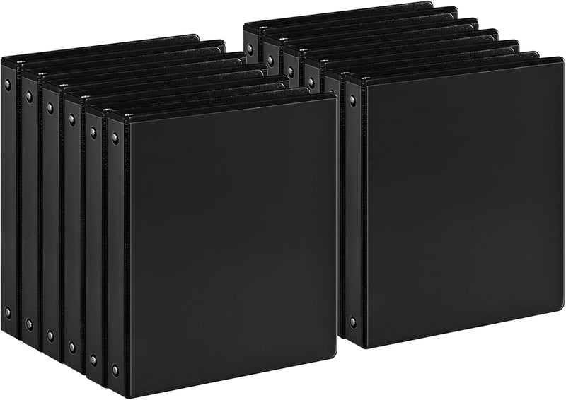 SUIN Basic 1-inch 3 Ring Binder -1'' Binders with 3 Roung Ring, Large 100/200 Sheet Capacity, Fit 8.5" x 11" US Letter Size Paper (1'' -Black 12 Packs) - Image 1